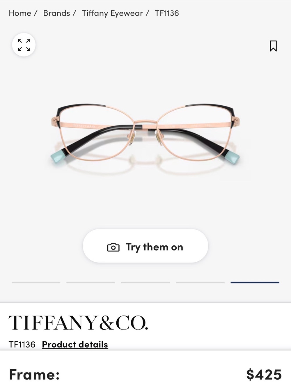 Women's Tiffany and Co gold metal and black cat eye frames - Picture 4 of 15